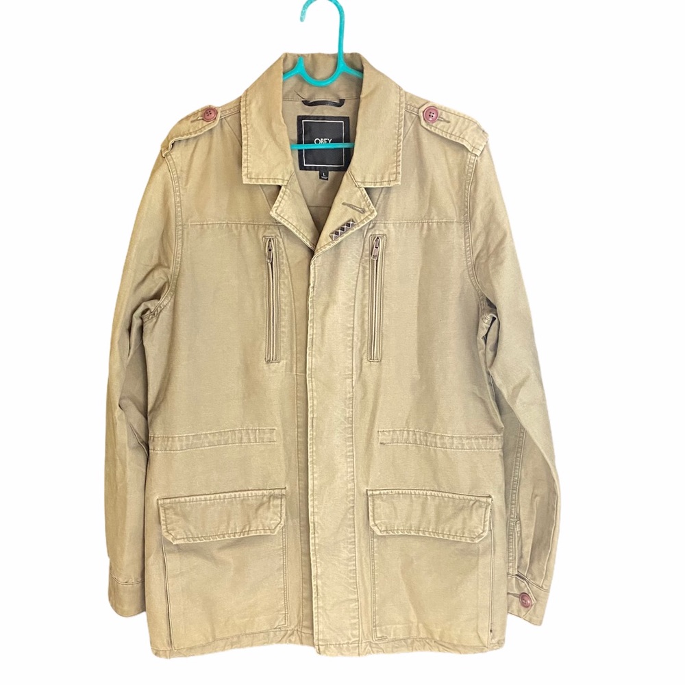OBEY PROPAGANDA khaki utility jacket EUC